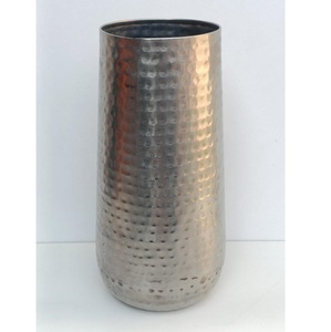 Modern Handcrafted Hammered Metal Vase Unique Textured Geometric Decorative Vessel Minimalist <b>Tabletop</b> for Home Decor - Product Image 3