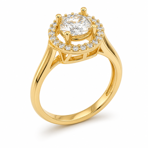 Anillo de Compromiso con Halo de Diamantes Cultivados en Laboratorio de 1.25 CTS, Estilo Clásico Solitario, Anillo de Novia con Pavé, Regalo de Aniversario en Oro, Joyería Personalizada - Product Image 1