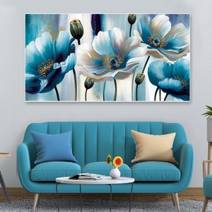 Impresión Artística en Lienzo de Flores Blancas Doradas, Venta al por Mayor |   Decoración para el Hogar - Product Image 2