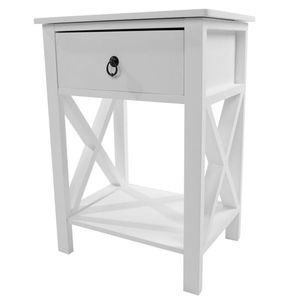 FCH Modern White Nightstand with 1 Drawer and <b>Storage</b> Shelf Contemporary End <b>Table</b> and <b>Side</b> <b>Table</b> - Product Image 5