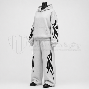<b>Women</b>’s 2 Piece <b>Tracksuit</b> Set <b>Grey</b> Hoodie Graphic Print Wide Leg Sweatpants Casual Streetwear Matching Set Wholesale - Product Image 3