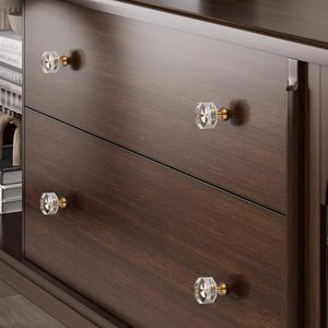 Lot de 12 poignées de tiroir en laiton doré de 1-1/4 pouces, boutons de commode en verre cristal et polygonaux blancs, poignées et boutons de meubles - Product Image 3