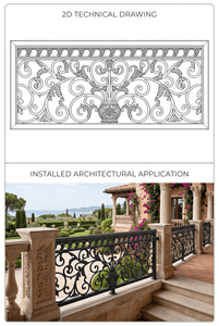 European Cast Iron DIY Balustrade Panel Floral Scroll Design Wall-Mounted Balcony Railing Insert Traditional Style Outdoor Villa - Product Image 2