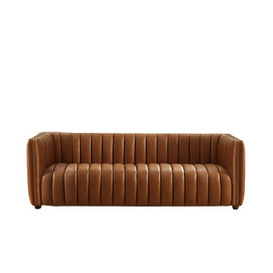 Modern Tufted Three Seat Leather <b>Sofa</b> Minimalist Style Living Room Leather <b>Sofa</b> <b>Set</b> - Product Image 4