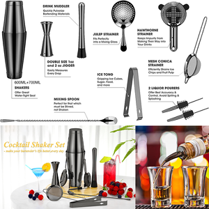 Professional Barware Tools Bartender Kit <strong>Bar</strong> Accessories Stainless Steel Customized Logo Wood Cocktail Shaker Set with <strong>Jigger</strong> - Product Image 2