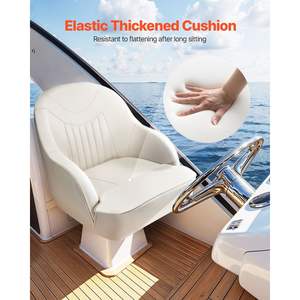 Siège de bateau ergonomique en cuir PVC blanc, dossier bas, coussin en éponge épaissi, design imperméable pour bateaux de pêche, yachts, navires - Product Image 5