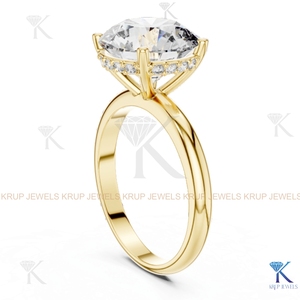 Brilliant Round Cut Hidden Halo Lab grown Diamond <b>Ring</b> trendy lab grown hpht/cvd Diamond <b>Ring</b> - Product Image 2