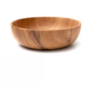 Bol en bois d'acacia rainuré artisanal, fait main, naturel, écologique, vaisselle durable pour la cuisine - Product Image 3