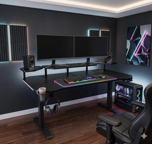 Lumetal Adjustable Height Commercial <b>Office</b> Gaming <b>Computer</b> Desk with Wood Surface and Metal Frame Made in Vietnam - Product Image 4