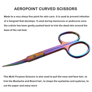 Kit professionnel de ciseaux à ongles courbes et à pointe flèche pour cuticules, ciseaux manucure arc-en-ciel avec lime métallique et accessoires - Product Image 4