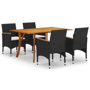 Juego de Comedor de Madera de Acacia Sólida de Durabilidad Media en Color Negro, Categoría de Productos: Conjuntos de Jardín - Product Image 2