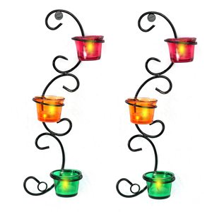 Candelabro Decorativo de Metal de 5 Brazos con Portavelas de Cristal Multicolor - Product Image 6