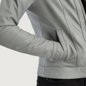 Women PU <b>Leather</b> Moto <b>Jacket</b> Turn-Down Collar Zipper Closure Solid Color Full Sleeve Autumn Wear - Product Image 3