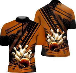 เสื้อโปโลโบว์ลิ่งพิมพ์ลายโลโก้ตามสั่ง ผ้าโพลีเอสเตอร์ 100% พิมพ์ลายแบบซับลิเมชั่น - Product Image 1