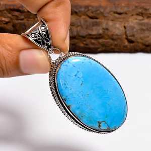 Magnesite Turquoise Sterling Silver Pendant <b>Boho</b> Statement Handmade <b>Necklace</b> Gemstone Jewelry Gift For Women - Product Image 6