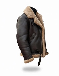 <b>Men's</b> Vintage PU Leather Jacket Sherpa <b>Lined</b> <b>Fleece</b> Warm Winter <b>Coat</b> Turn-down Collar Zipper - Product Image 4