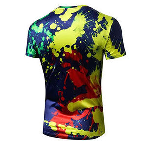 เสื้อยืดแขนสั้นผู้ชาย พิมพ์ลายแบบซับลิเมชั่น โพลีเอสเตอร์ 100% แห้งเร็ว ทรงเข้ารูป คอกลม ลวดลายเพ้นท์มือ สไตล์ลำลอง - Product Image 3