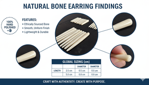 อุปกรณ์ทำต่างหูจากกระดูกควายทำมือ ขายส่ง เครื่องประดับชนเผ่าธรรมชาติ สไตล์โบโฮ ตะขอเกี่ยวหู - Product Image 6