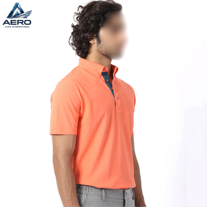 Men's <b>Orange</b> Color Sleeve Pique <b>Polo</b> Shirt Breathable Casual Fit Regular Length Solid Color Knitted Fabric <b>Polo</b> Tees - Product Image 3
