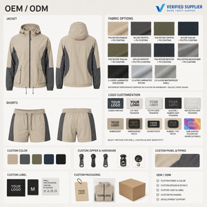 Chaqueta Cortavientos Impermeable para Mujer, Marca Privada, Conjunto de 2 Piezas, Tela Taslan, Resistente al Viento, Fabricante de Ropa OEM ODM para Exteriores - Product Image 5