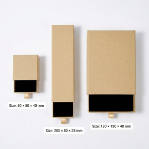 Boîte de rangement pour bijoux, petite entreprise, personnalisée, en carton kraft brun mat, avec tiroir coulissant, pour <span class=keywords><strong>les</strong></span> fêtes, <span class=keywords><strong>les</strong></span> mariages - Product Image 3