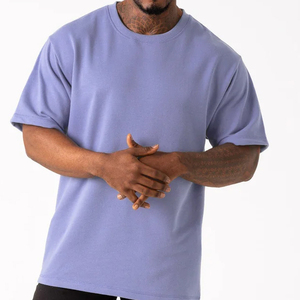 Logo personnalisé, 200g, tricoté, lourd, décontracté, respirant, surdimensionné, strass, 100% coton, streetwear, lavage à l'acide, vêtements d'été - Product Image 4