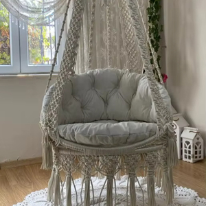 Silla Colgante de Macramé Estilo Boho, Hamaca Decorativa Hecha a Mano para Balcón, Asiento para Patio Interior y Exterior - Product Image 1