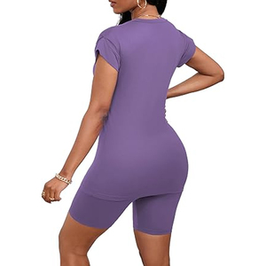 Conjunto de Camiseta Casual de Manga Corta y Pantalones Cortos Deportivos para Mujer, Atuendo Combinado de Verano, Venta al Por Mayor - Product Image 4