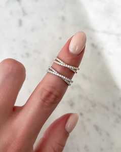 Diamond Stackable Eternity <b>Rings</b> Pave Set Custom 14K 18K Solid Gold Round Cut Lab Grown Minimalist Wedding Solitaire <b>Cross</b> Bands - Product Image 5