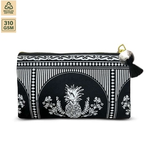 กระเป๋าเครื่องสำอางผ้าแคนวาสคอตตอนแบบไม่เคลือบ 310 GSM ขนาด 23x14 ซม. สำหรับเดินทาง พิมพ์โลโก้ได้ตามต้องการ ขายส่ง OEM รุ่น AS0058 - Product Image 2