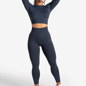 Ensemble de sport pour femme, haut de gamme, en coton, taille haute, pour yoga et entraînement, deux pièces, tenue de fitness active pour femmes. - Product Image 1