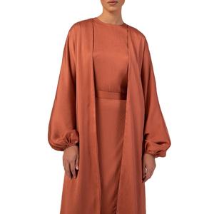 Haute qualité moyen-orient femmes modeste musulman Abaya personnalisé ballon manches poignets mode dubaï Design brillant soie étage longueur - Product Image 1