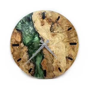 Horloge murale personnalisée en résine violette et bois, style galaxie, en bois d'olivier à bords naturels, horloge silencieuse artistique à suspendre pour chambre à coucher, décoration murale - Product Image 6