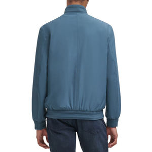 Blouson bomber en PU bleu pour homme, fermeture éclair, col montant, coupe décontractée, coupe-vent, pour l'automne, couleur unie - Product Image 2