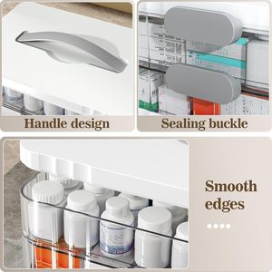 Organizador de Medicamentos Portátil de 4 Niveles con Asa de Plástico, Botiquín de Primeros Auxilios Vacío, Caja Médica Multiusos para Almacenamiento de Pastillas - Product Image 4