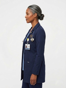 Bata de Laboratorio para Médico/Enfermero, Manga Larga, Color Sólido, para Hombre, Ecológica, de Algodón y Poliéster, Cierre Frontal, Uniforme de Hospital con Logotipo Personalizado - Product Image 4