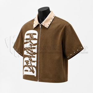 เสื้อเชิ้ตผู้ชายแบบลำลอง ผ้าคอตตอนออร์แกนิค 100% ป้องกันรอยยับ เป็นมิตรต่อสิ่งแวดล้อม แขนสั้น ปกคอพับ ปิดด้วยซิป - Product Image 3