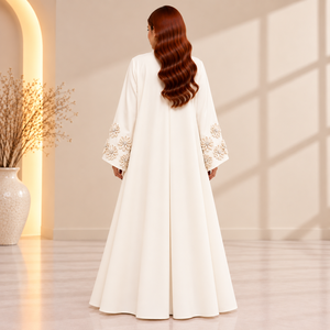 Abaya de Lujo con Bordado Transpirable, Fabricante de EAU, Venta al por Mayor de Ropa Musulmana para Mujer, OEM ODM Personalizado, con Cuentas, Modesto, para Oración - Product Image 2