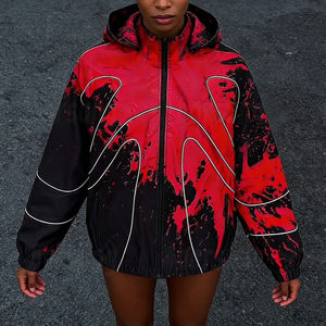 Chaqueta Cortavientos Personalizada con Impresión Delgada que Cambia de Color con el Agua, Impermeable, Estilo Urbano para Hombre, con Capucha y Ribetes Reflectantes - Product Image 2