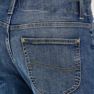 Jeans casuales para hombre, lavado claro, con parche de cuero personalizado, corte recto, ajuste holgado, pantalones de mezclilla de pierna ancha, tallas y logotipo personalizados - Product Image 6