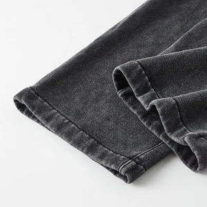 Men's Wide Leg Pants <b>Elastic</b> <b>Waist</b> Drawstring Black Cotton Casual Autumn Style Sand Washed Breathable Side Pockets - Product Image 6