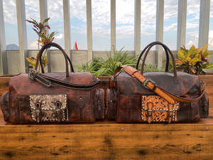 Bolsa de viaje de gran capacidad personalizada OEM, bolso de hombro de lona de cuero de vaca genuino de alta calidad, equipaje portátil multifunción - Product Image 4