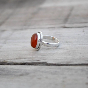 Carnelian Gemstone Midi <b>Ring</b> 925 Sterling Silver <b>Dainty</b> Carnelian <b>Ring</b> Christmas Valentine Anniversary Gift <b>Ring</b> For Her - Product Image 2