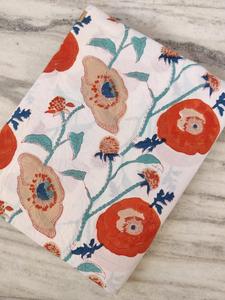 Tela india estampada a mano, hermosa tela decorativa hecha a mano con estampado floral, tela de algodón para confección de vestidos, textiles para el hogar, estampado personalizado - Product Image 3