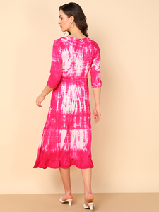 Robe évasée trapèze en rayonne tie & dye pour femme, séchage rapide, idéale pour l'été, les fêtes, le style de vie moderne et le quotidien – Meilleur prix fournisseur - Product Image 5