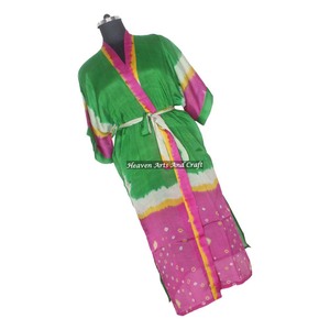 Robe kimono bohème vintage en soie KL012 à manches courtes, robe de demoiselle d'honneur pour l'automne et l'hiver - Product Image 2