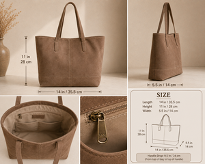 Sac fourre-tout minimaliste en daim, couleur unie, ouverture supérieure, sac à main pour femme, usage quotidien - Product Image 5