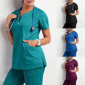 NEW Design Custom Logo Signature <b>Scrubs</b> Unisex Contemporary Fit V Neck <b>Tops</b> Soft Brushed Dobby Cotton Eco-Friendly Hospital - Product Image 4