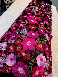 Tela de Bordado Premium con Textura de Malta, Tela de Poliéster Suave con Malla de Georgette y Encaje, Estampado Floral, Tela de Diseño para Vestidos de Novia - Product Image 6