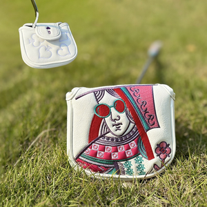 SOSH4 Housse de tête de club de golf personnalisable en cuir PU, motif feuille, fermeture magnétique durable, couleurs unies, résistante à l'eau, édition limitée - Product Image 4